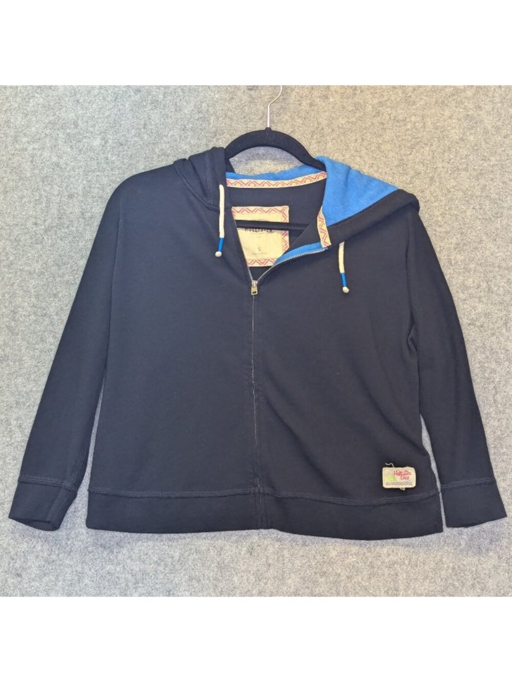 Hollister Women’s Small Hoodie Navy Full Zip Crop Fleece California Sweatshirt